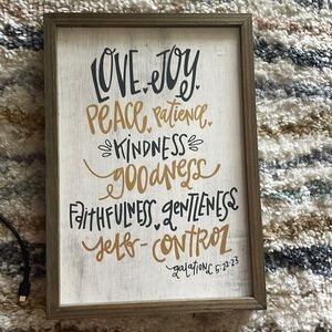 Wooden fruits of the spirit sign